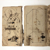 Harvey Stoughton's Early 19th Century Notebook with Diagrams, Drawings, Text