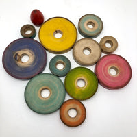 Stunning 1930s Russian Wooden Stacking Toy in Best Palette Ever