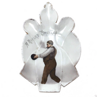 Hand-painted Porcelain Bowling Pin Dish with "A Record Breaker" Bowler