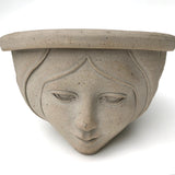 Hand-Thrown and Sculpted Studio Pottery Hanging Stoneware Planter With Female Face