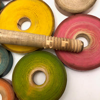 Stunning 1930s Russian Wooden Stacking Toy in Best Palette Ever