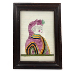 Fantastic 19th Century Pennsylvania Fraktur Watercolor of Woman in Profile