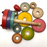 Stunning 1930s Russian Wooden Stacking Toy in Best Palette Ever