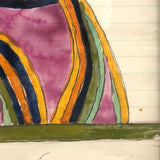 Fantastic 19th Century Pennsylvania Fraktur Watercolor of Woman in Profile