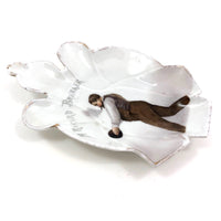 Hand-painted Porcelain Bowling Pin Dish with "A Record Breaker" Bowler