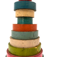 Stunning 1930s Russian Wooden Stacking Toy in Best Palette Ever