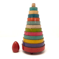 Stunning 1930s Russian Wooden Stacking Toy in Best Palette Ever