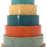 Stunning 1930s Russian Wooden Stacking Toy in Best Palette Ever