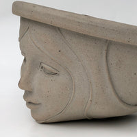 Hand-Thrown and Sculpted Studio Pottery Hanging Stoneware Planter With Female Face