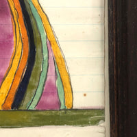 Fantastic 19th Century Pennsylvania Fraktur Watercolor of Woman in Profile