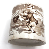 Mid 19th C Staffordshire Pearlware Child's Cup, "Breeze"