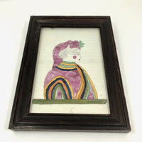 Fantastic 19th Century Pennsylvania Fraktur Watercolor of Woman in Profile