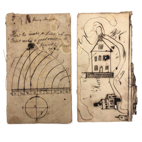 Harvey Stoughton's Early 19th Century Notebook with Diagrams, Drawings, Text