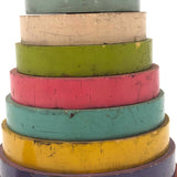 Stunning 1930s Russian Wooden Stacking Toy in Best Palette Ever