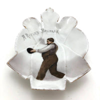 Hand-painted Porcelain Bowling Pin Dish with "A Record Breaker" Bowler