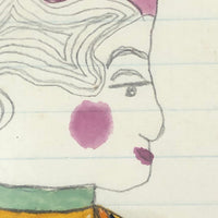 Fantastic 19th Century Pennsylvania Fraktur Watercolor of Woman in Profile