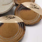 Great Set of Seven Mustard and Cream Japanese Studio Pottery Small Plates