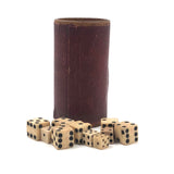 Antique Handmade Bone Dice with Wooden Dice Cup