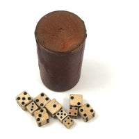 Antique Handmade Bone Dice with Wooden Dice Cup