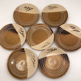 Great Set of Seven Mustard and Cream Japanese Studio Pottery Small Plates