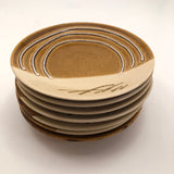 Great Set of Seven Mustard and Cream Japanese Studio Pottery Small Plates