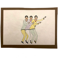 Marvelous 1929 Ink and Watercolor Drawing of Three Women