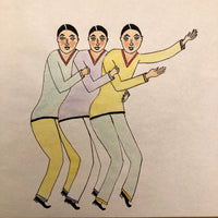 Marvelous 1929 Ink and Watercolor Drawing of Three Women