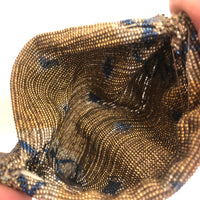 Antique French Deco Gold and Blue Micro-beaded Purse