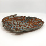 Striking Studio Pottery Fish Platter Signed KM