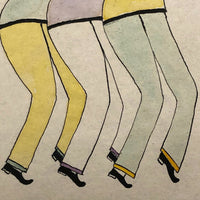 Marvelous 1929 Ink and Watercolor Drawing of Three Women