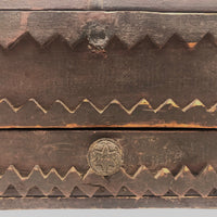 Wonderful 19th Century Folk Art / Tramp Art Box With Birds and Interior Lined with Quack Medicine Advertisement