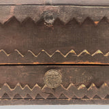 Wonderful 19th Century Folk Art / Tramp Art Box With Birds and Interior Lined with Quack Medicine Advertisement