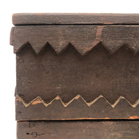 Wonderful 19th Century Folk Art / Tramp Art Box With Birds and Interior Lined with Quack Medicine Advertisement