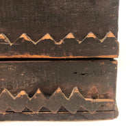 Wonderful 19th Century Folk Art / Tramp Art Box With Birds and Interior Lined with Quack Medicine Advertisement