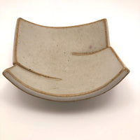 Cream Glazed Hand-formed Slab Pottery Bowl / Plate / Dish Signed Burke