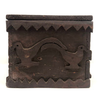 Wonderful 19th Century Folk Art / Tramp Art Box With Birds and Interior Lined with Quack Medicine Advertisement