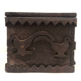 Wonderful 19th Century Folk Art / Tramp Art Box With Birds and Interior Lined with Quack Medicine Advertisement