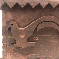 Wonderful 19th Century Folk Art / Tramp Art Box With Birds and Interior Lined with Quack Medicine Advertisement