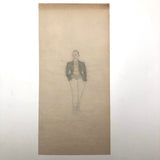 Dapper Fellow with Red Tie and Yellow Vest, 1920s Ink and Watercolor Drawing