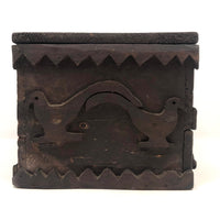 Wonderful 19th Century Folk Art / Tramp Art Box With Birds and Interior Lined with Quack Medicine Advertisement