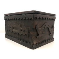 Wonderful 19th Century Folk Art / Tramp Art Box With Birds and Interior Lined with Quack Medicine Advertisement