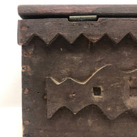 Wonderful 19th Century Folk Art / Tramp Art Box With Birds and Interior Lined with Quack Medicine Advertisement