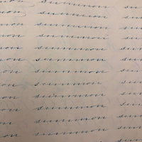 19th Century Penmanship Practice Notebook with Spencerian Bird Drawing