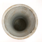 White Glazed Pottery Vase with Slab Decoration Signed Maya