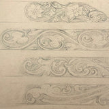Antique Graphite Drawing of Decorative Borders