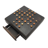 Large Handmade Marble Solitaire Board with Clay Marbles