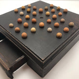 Large Handmade Marble Solitaire Board with Clay Marbles