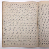 19th Century Penmanship Practice Notebook with Spencerian Bird Drawing