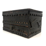 Wonderful 19th Century Folk Art / Tramp Art Box With Birds and Interior Lined with Quack Medicine Advertisement
