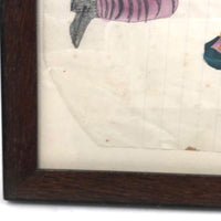 Marvelous 19th C. Naive Watercolor and Graphite Drawing of Two Children and Noah's Arc (?)